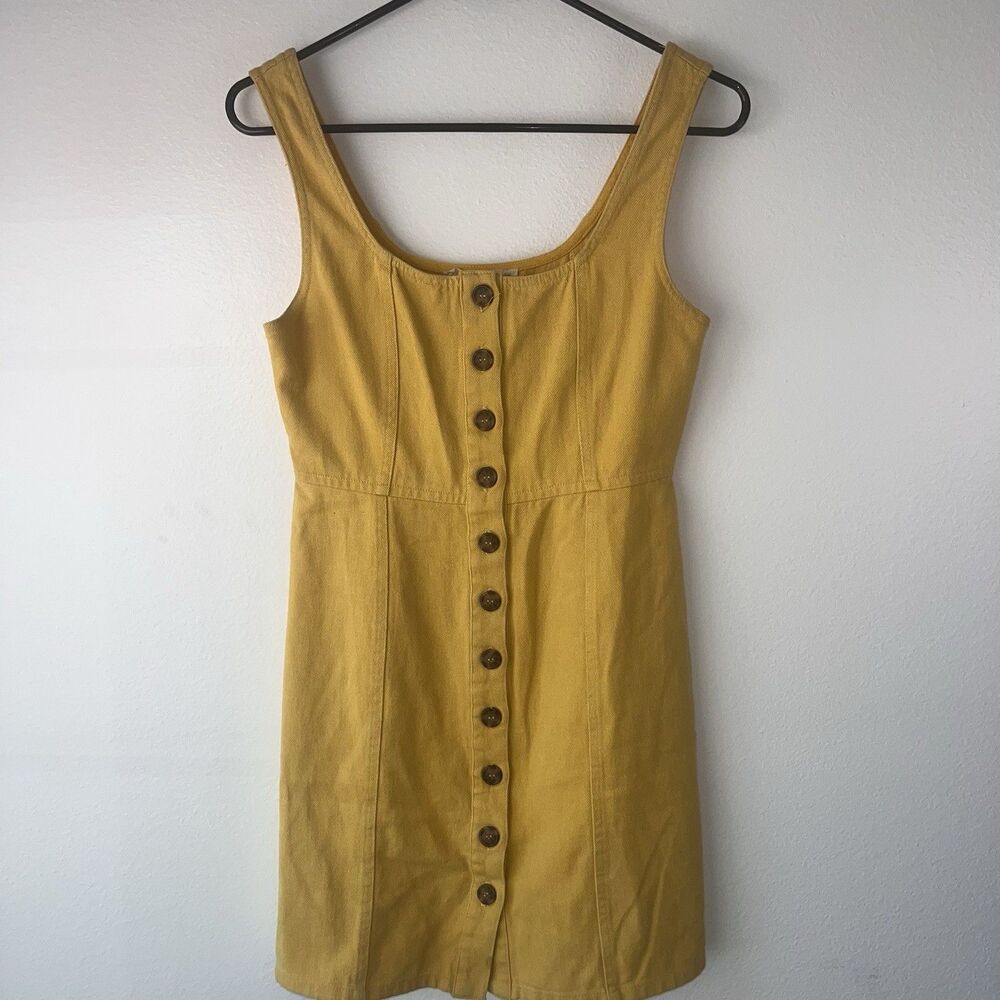 Chloe & Katie Mustard Yellow Button Front Jumper Dress size Medium Small
